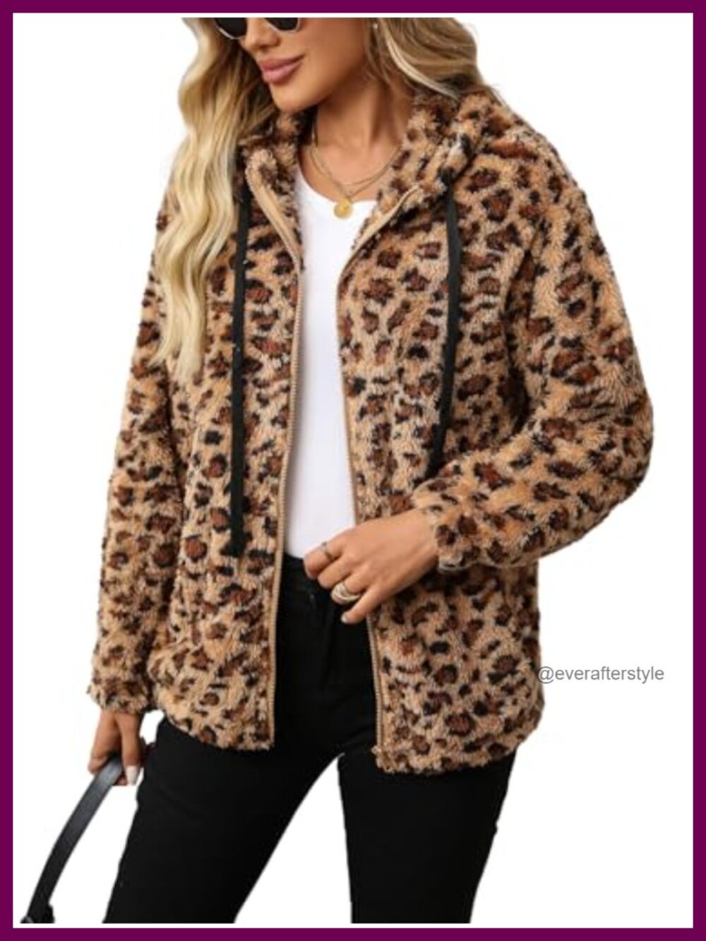 Womens Fleece Jacket Full Zip Sherpa Coat with Hood Casual